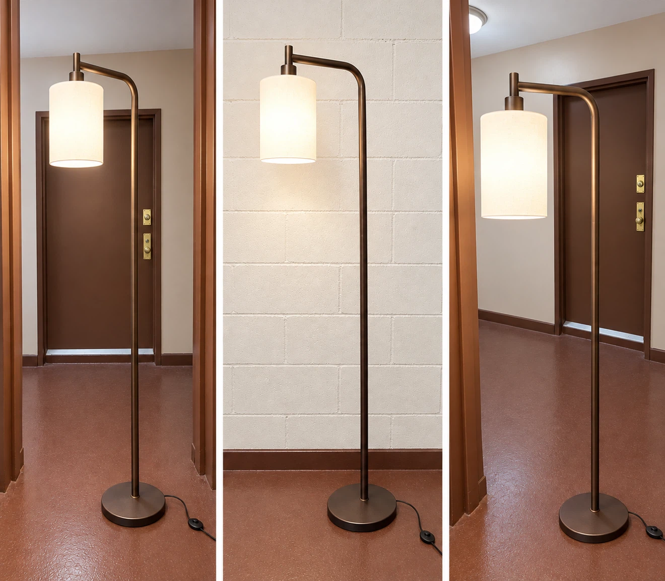 Bronze Floor Lamp with glass Shade