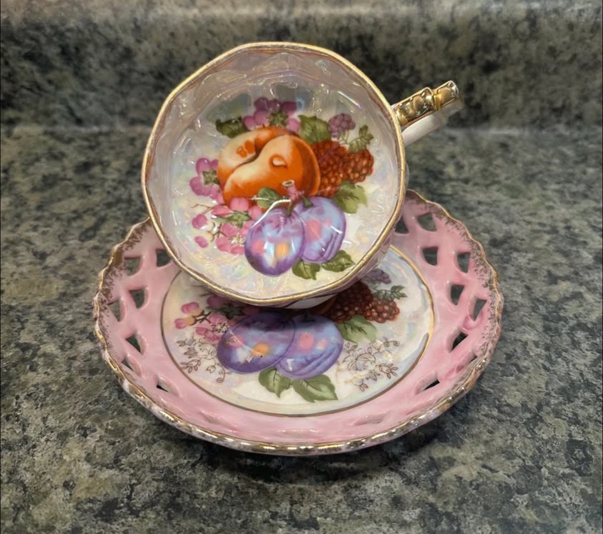 Royal Halsey Fruit Lustre Tea Cup and Saucer - photo 2