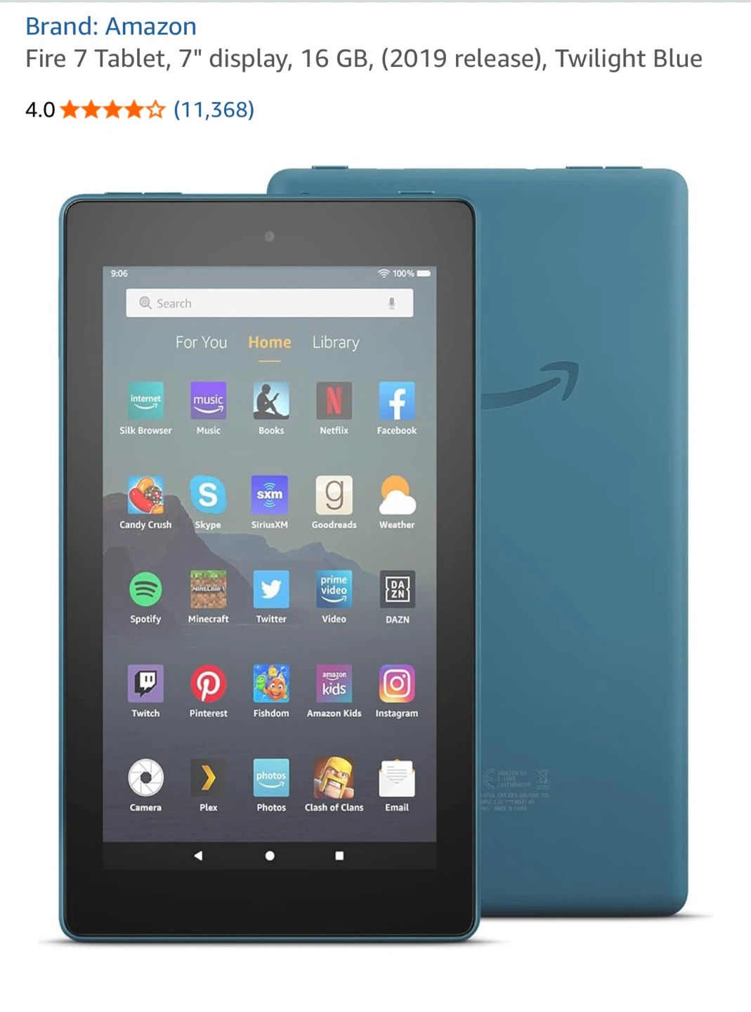 Amazon Fire 7 Tablet 16GB Twilight Blue