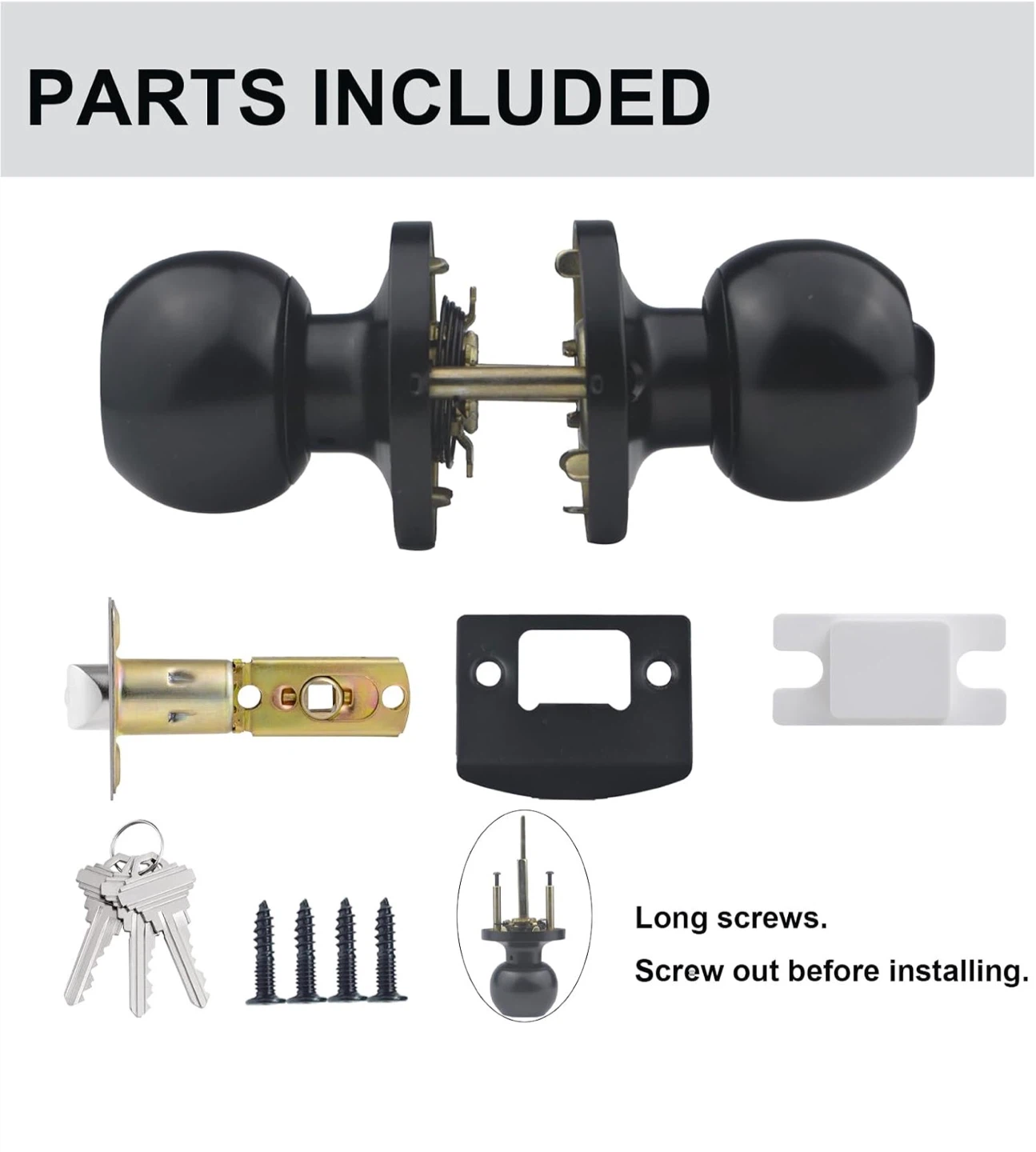 Stainless Steel Ball Entry Door Knob With Keys - photo 2