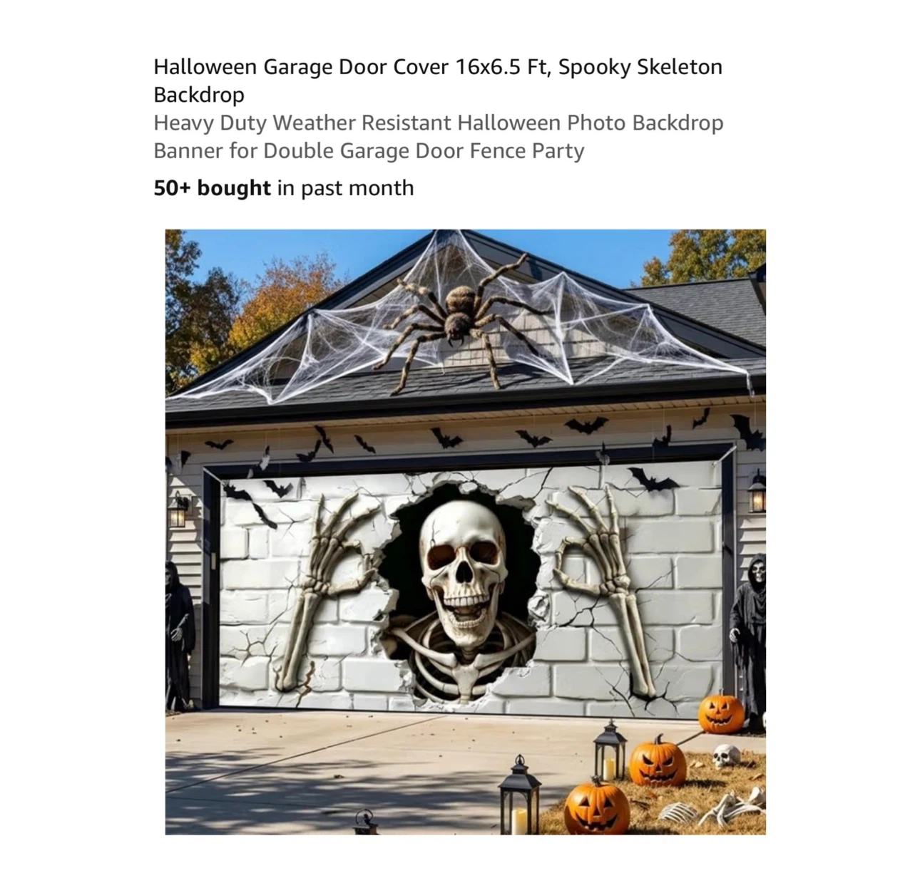 Brand new Halloween Garage Door Cover 16x6.5 Ft