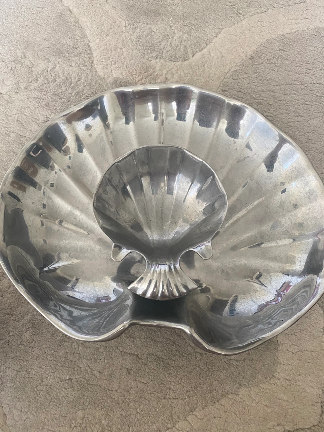 Vintage Metal Shell Shaped Serving Dish