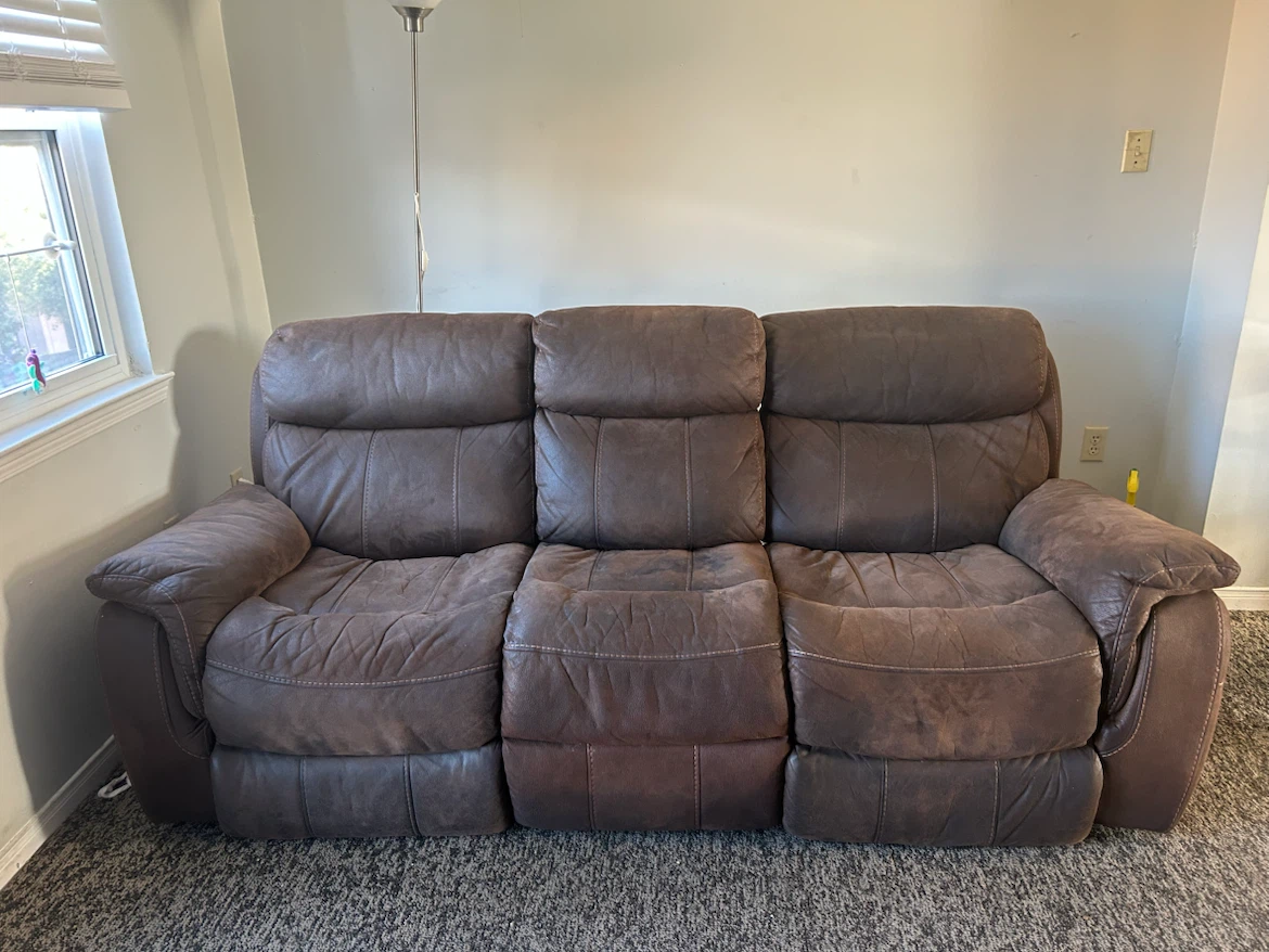 Brown Three-Seater Reclining Sofa