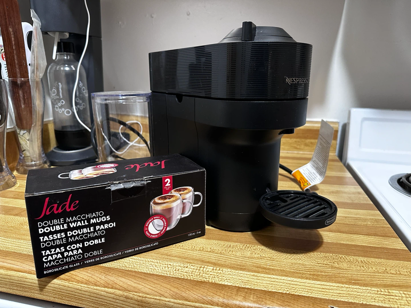 Nespresso DeLonghi Coffee Machine and Jade Mugs - photo 2