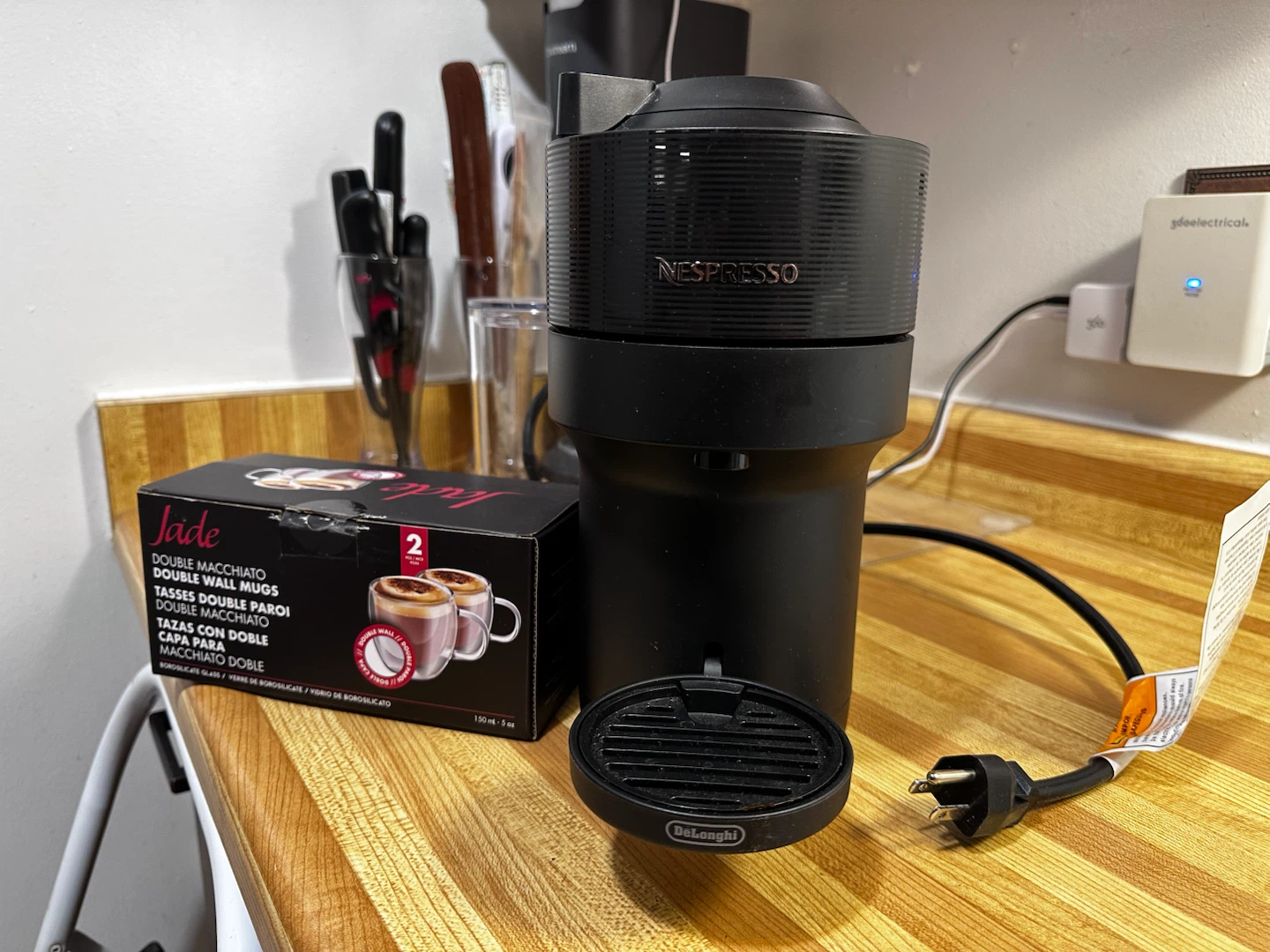 Nespresso DeLonghi Coffee Machine and Jade Mugs - photo 3