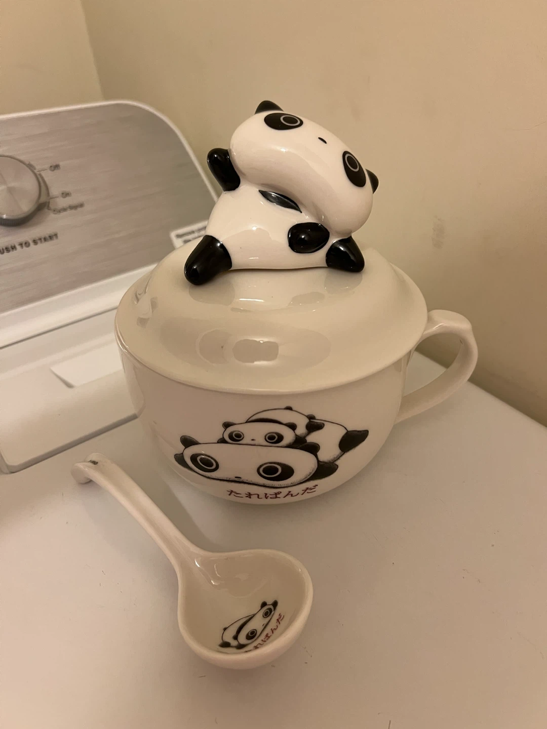 San-X Tarepanda Ceramic Soup Bowl with Lid and Spoon