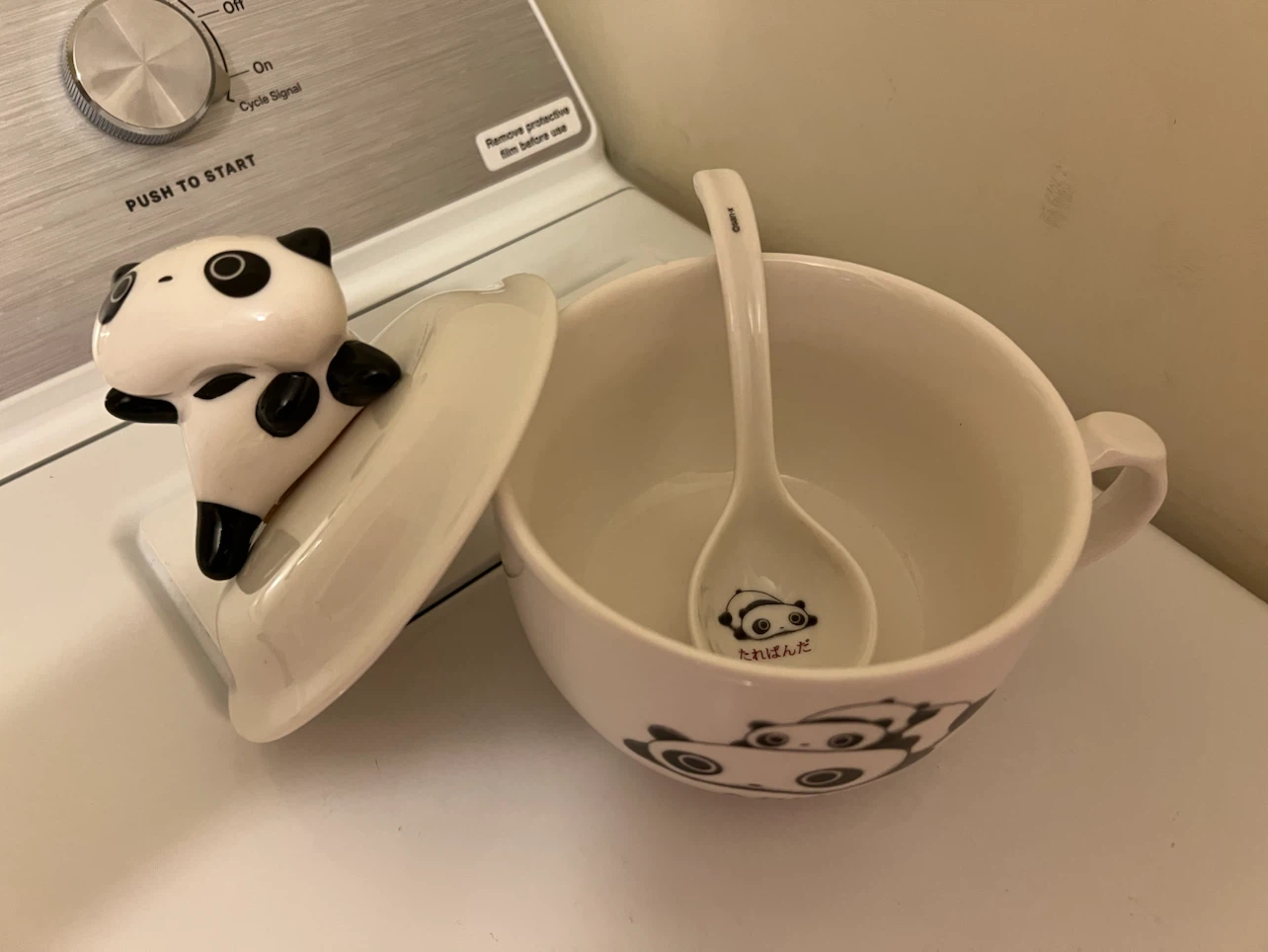 San-X Tarepanda Ceramic Soup Bowl with Lid and Spoon - photo 2