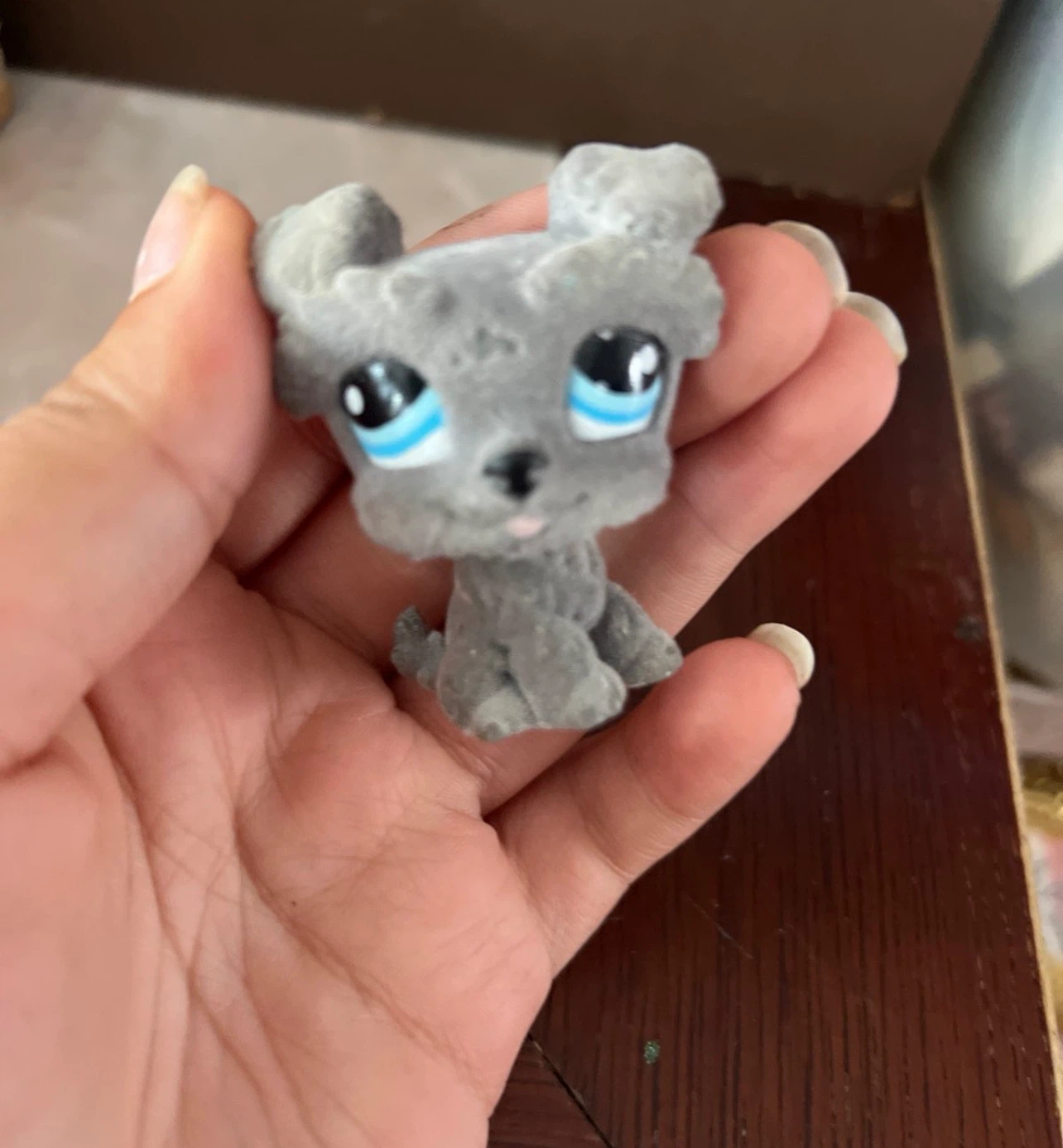 Littlest Pet Shop Fuzzy Gray Dog Figure