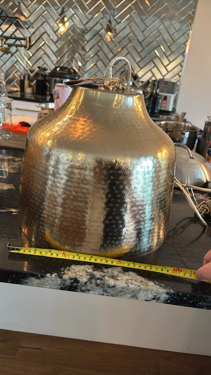 Set of 3 Hand-Hammered Gold Metal Pendant Lights