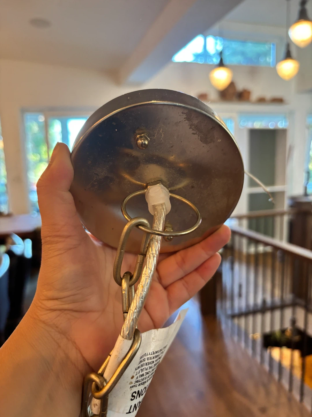 Set of 3 Hand-Hammered Gold Metal Pendant Lights - photo 3