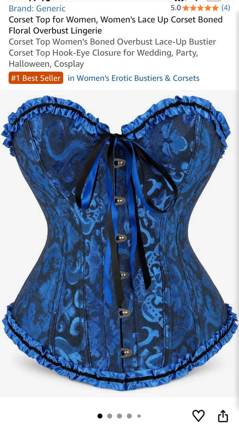 Blue Floral Overbust Corset Top