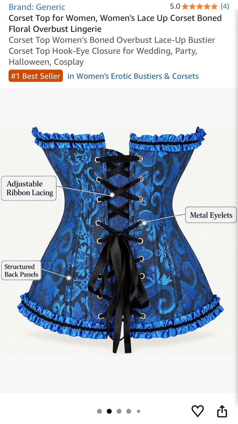 Blue Floral Overbust Corset Top - photo 2