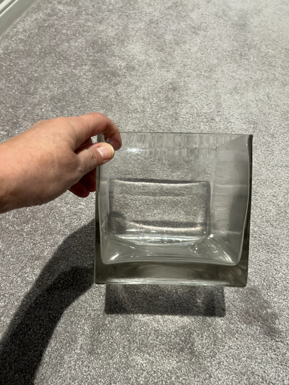 Clear Glass Square Vase