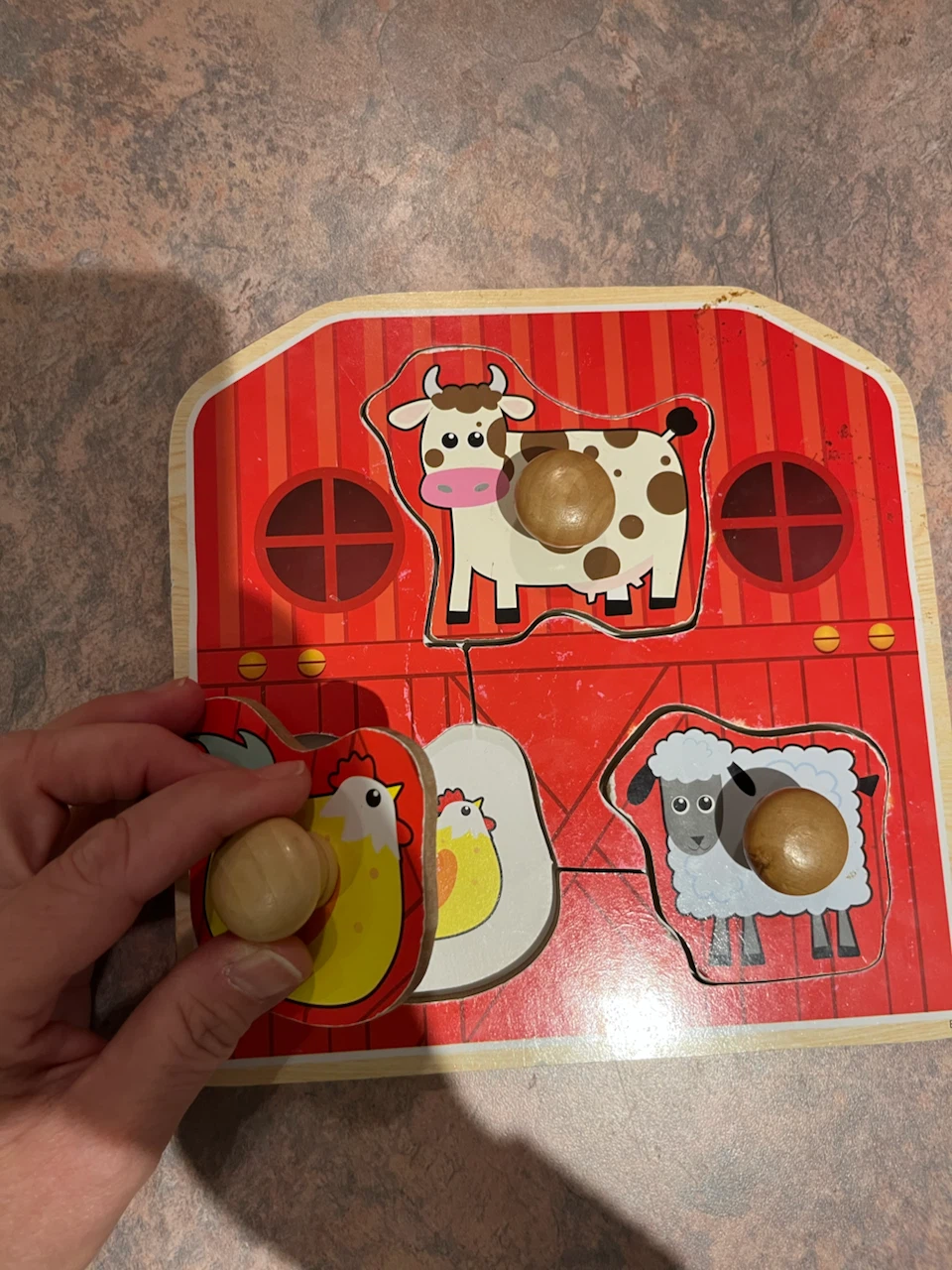 Wooden Farm Animal Peg Puzzle