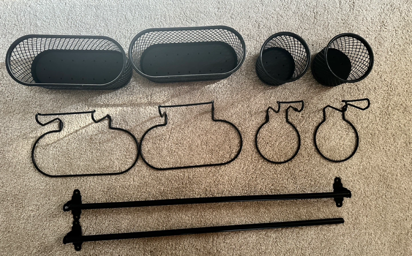 Black Metal Wall-Mounted Kitchen Organizer Set
