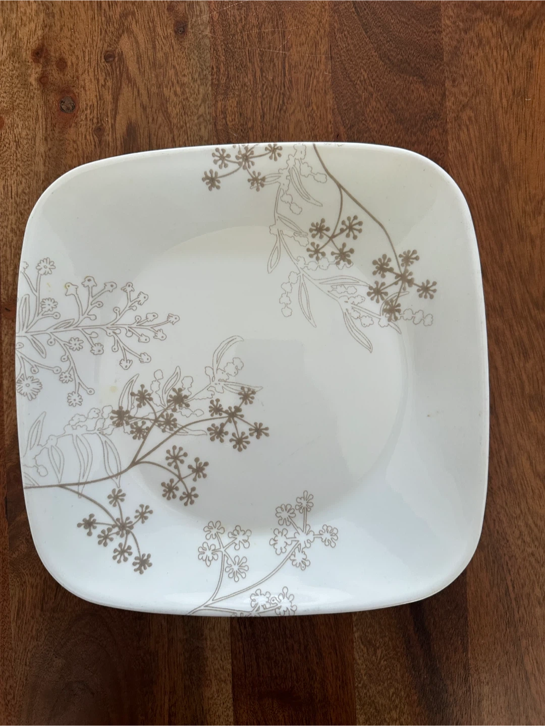 Corelle Square White Floral Plate