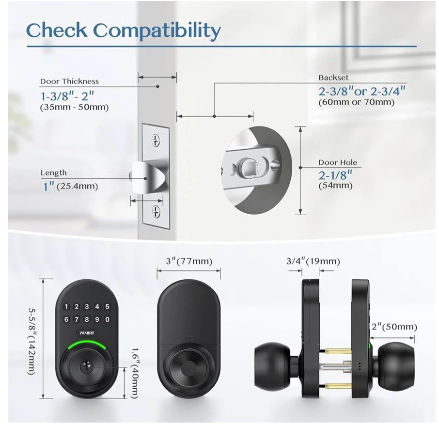 YAMIRY Keypad Smart Door Knob Lock - photo 2