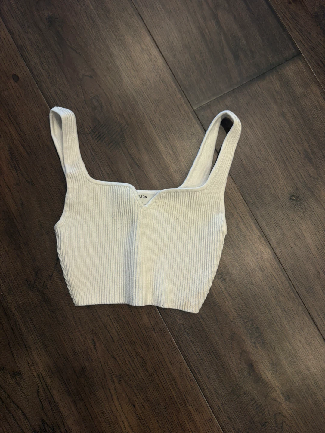 Babaton White Ribbed Crop Top - 2XS