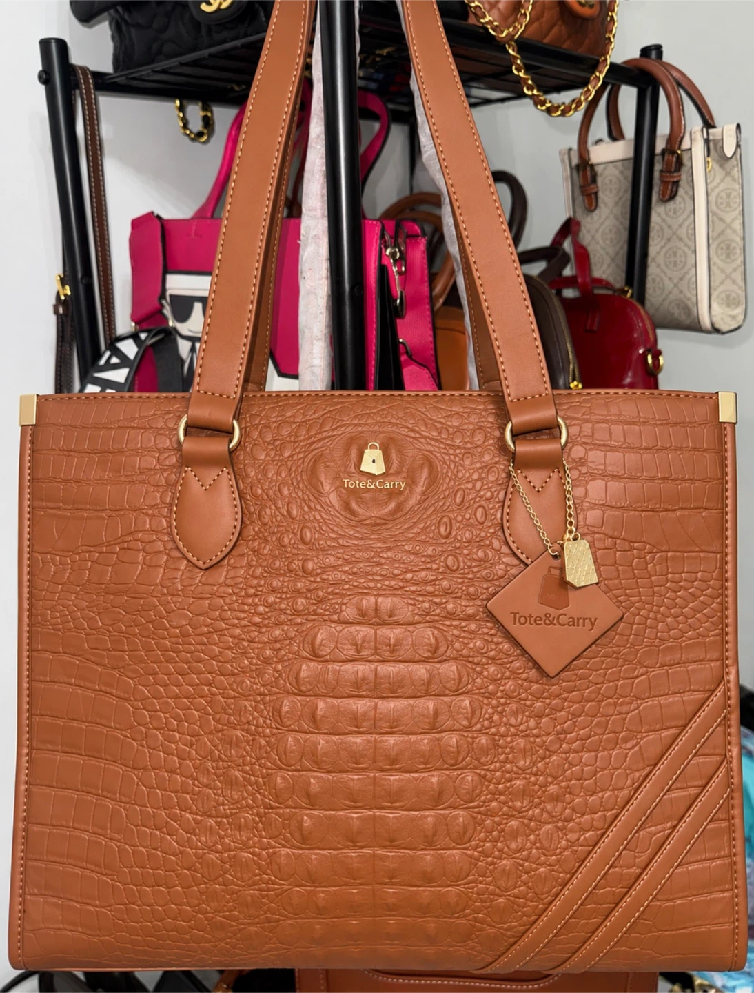 Tote&Carry Brown Crocodile-Embossed Tote Bag - photo 3
