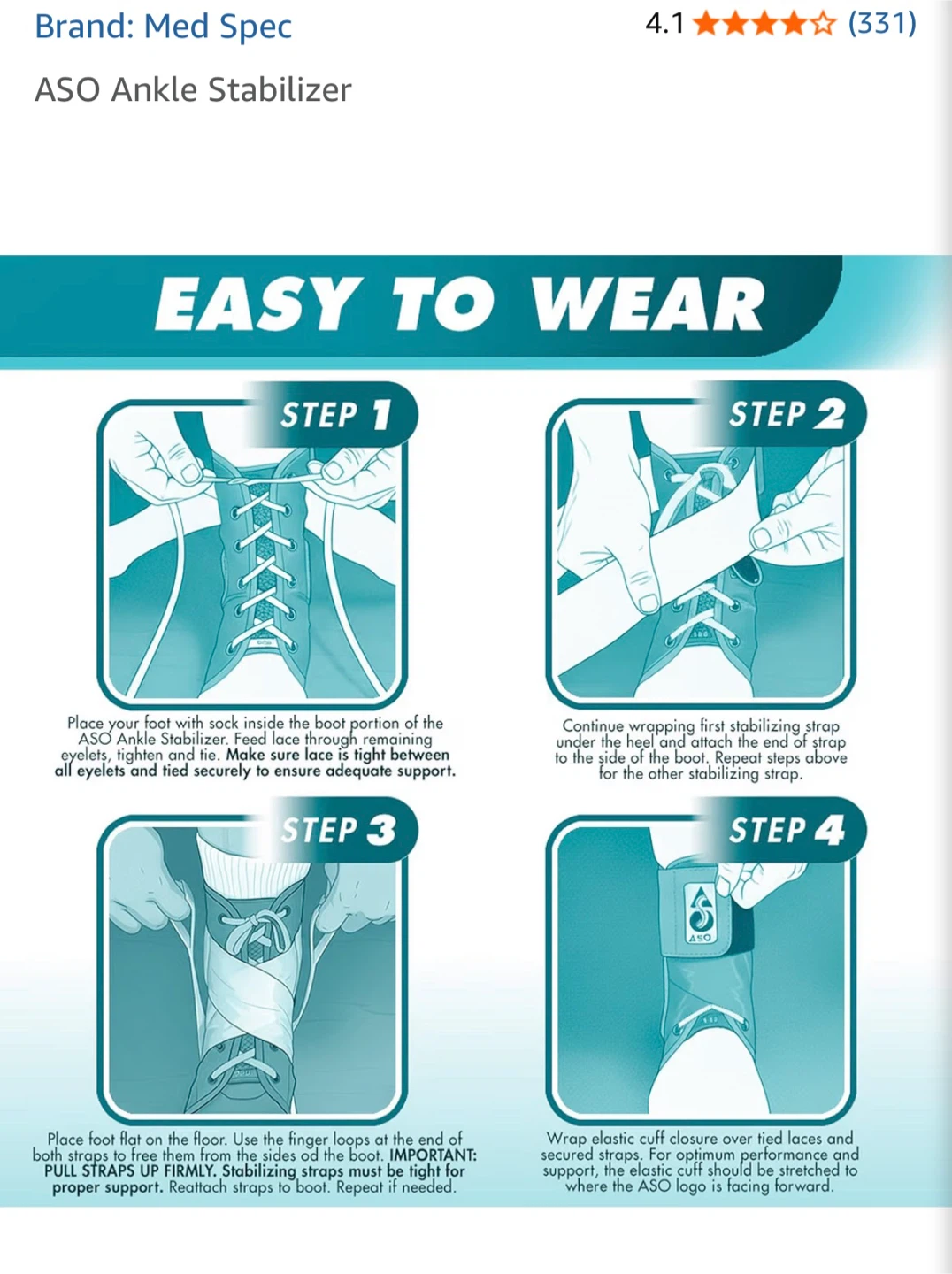 Med Spec ASO Ankle Stabilizer - X-Small - White - photo 3