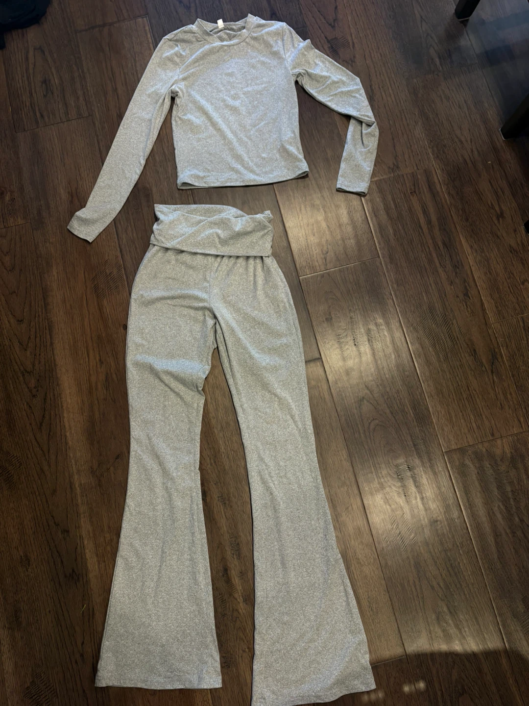 Grey Long Sleeve Two-Piece Set