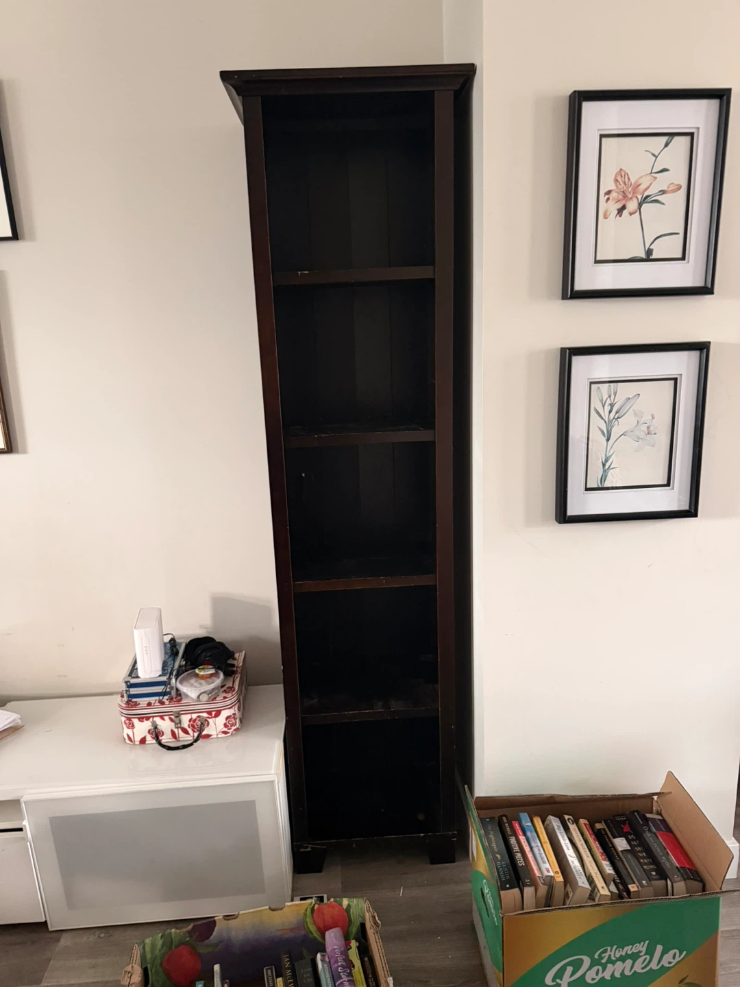 Tall Dark Wood Narrow Bookshelf - photo 2