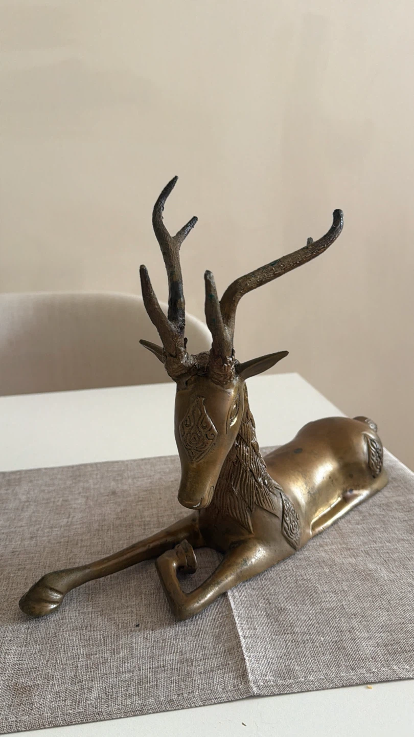 Vintage Brass Reclining Deer Figurine - photo 2