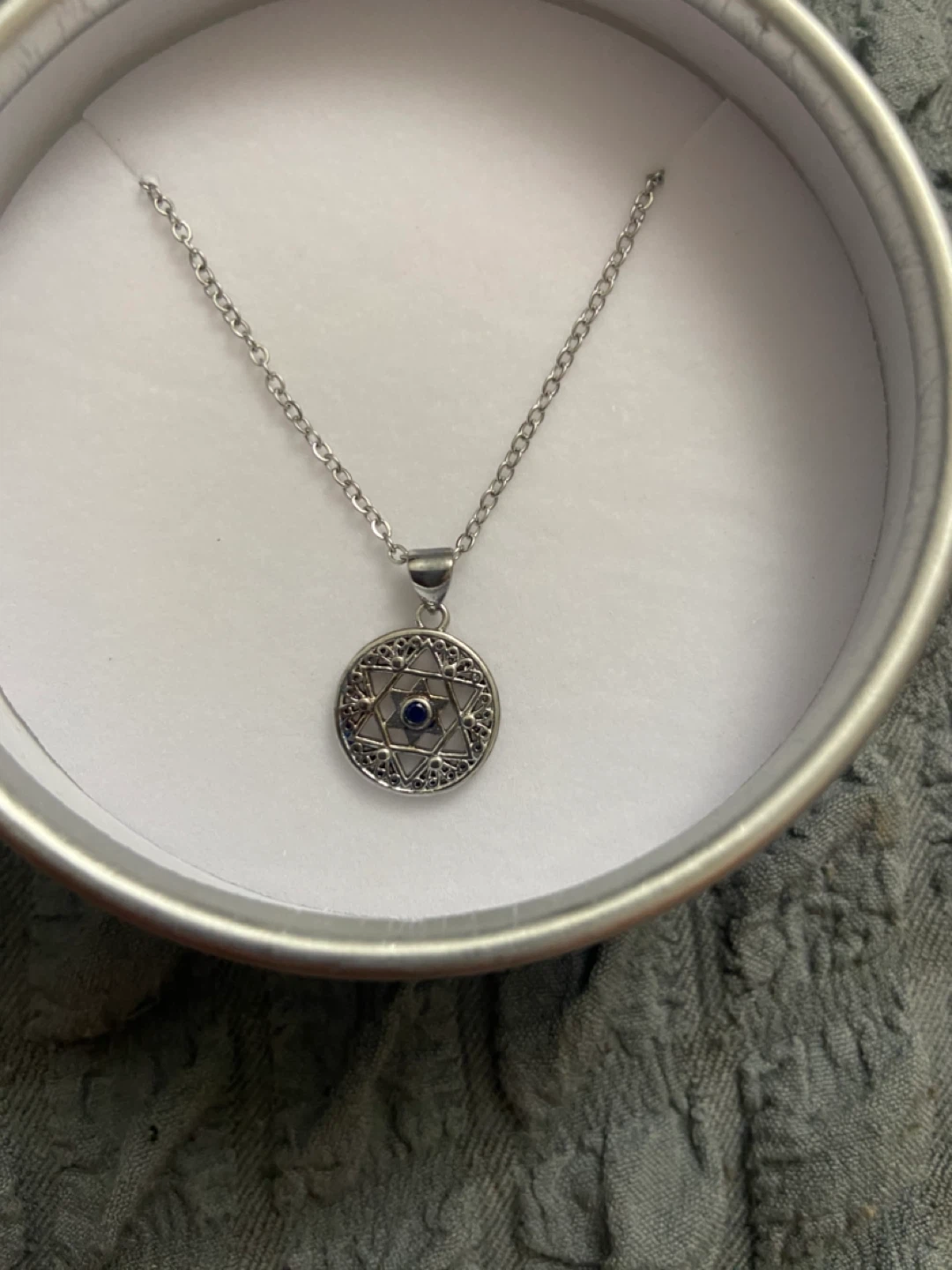 Silver-Tone Star of David Necklace - photo 2