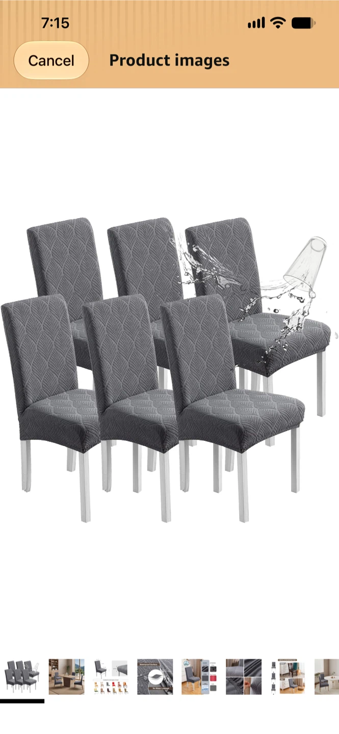 Brand New-Set of 8 Grey Dining Chair Covers
