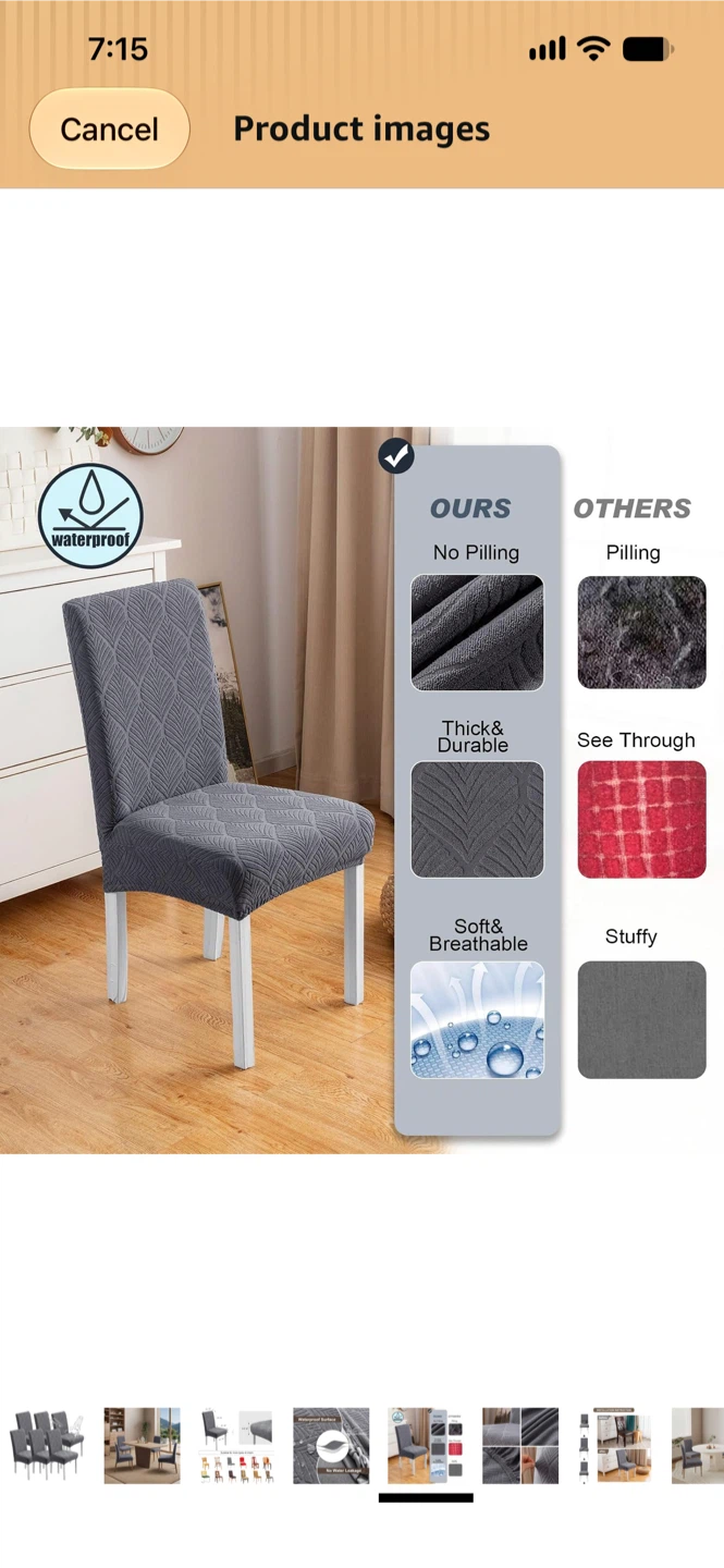 Brand New-Set of 8 Grey Dining Chair Covers - photo 3