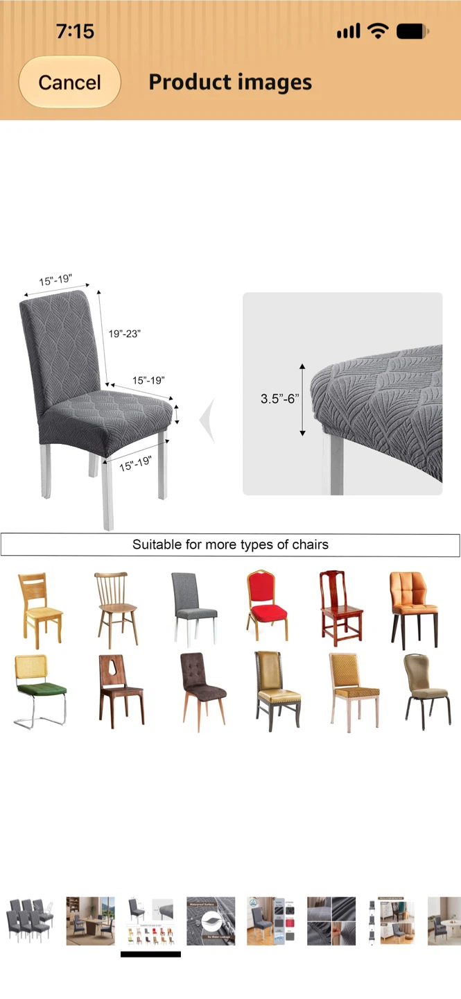 Brand New-Set of 8 Grey Dining Chair Covers - photo 4