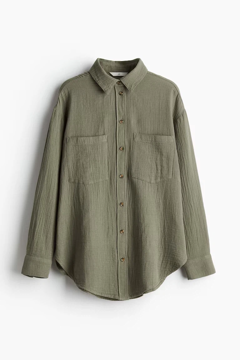 H&M Women’s Crinkled Cotton Shirt