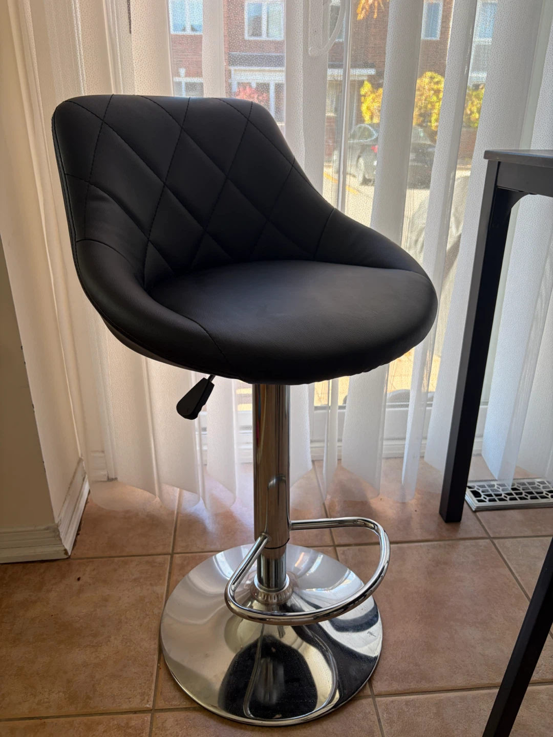Black Adjustable Swivel Bar Stools – Like New