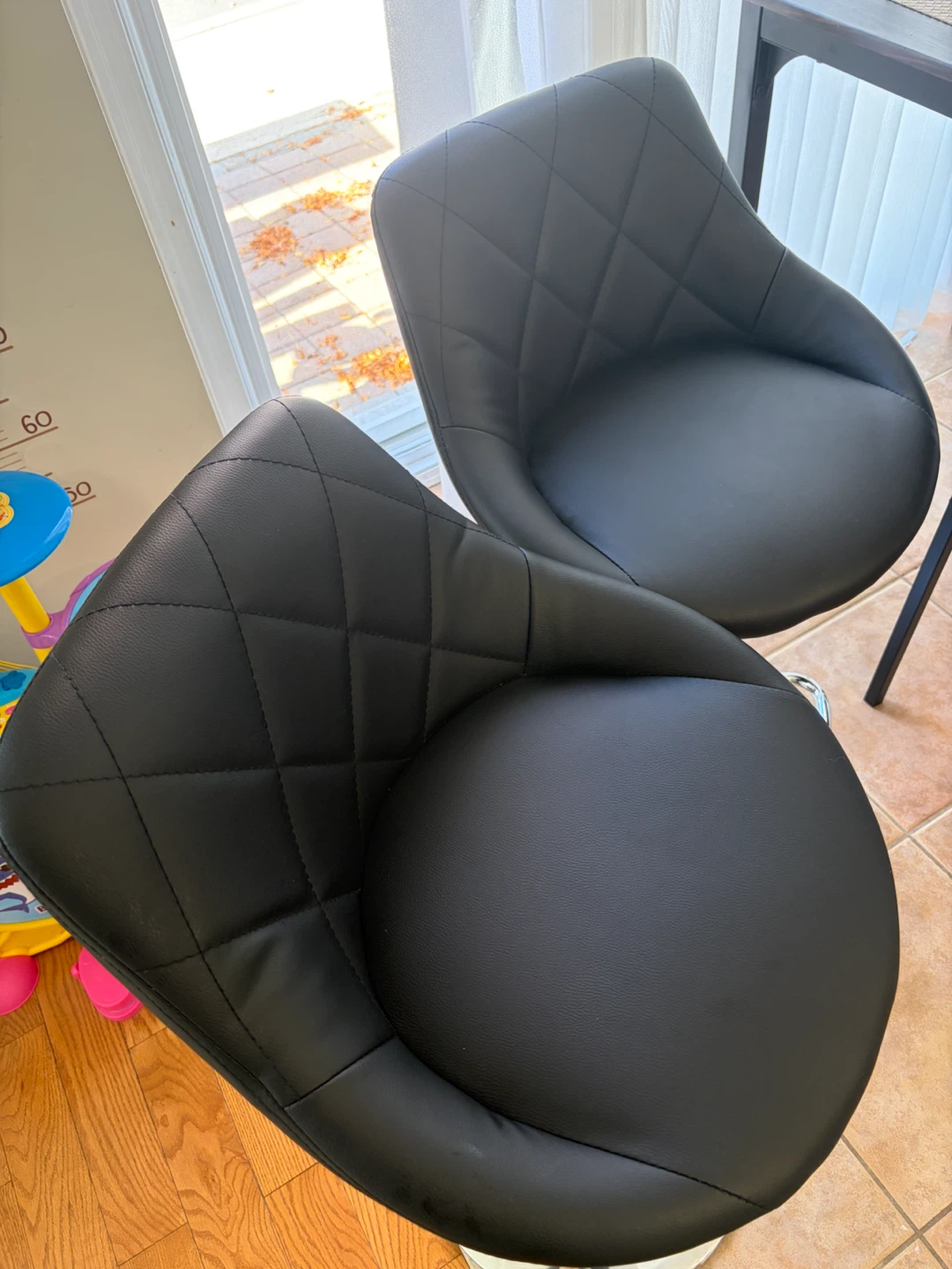 Black Adjustable Swivel Bar Stools – Like New - photo 2