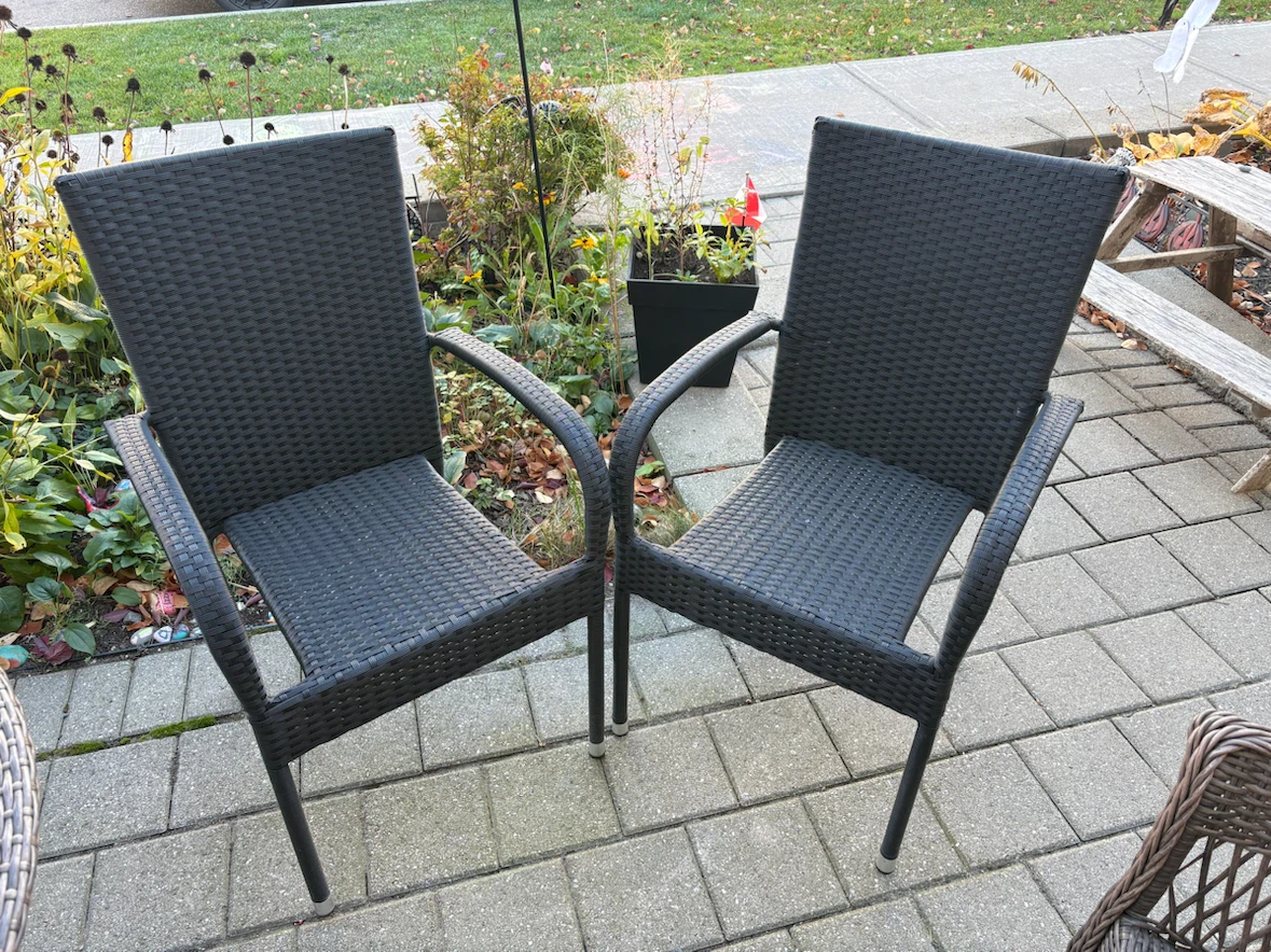 Set of 2 Black Wicker Patio Chairs
