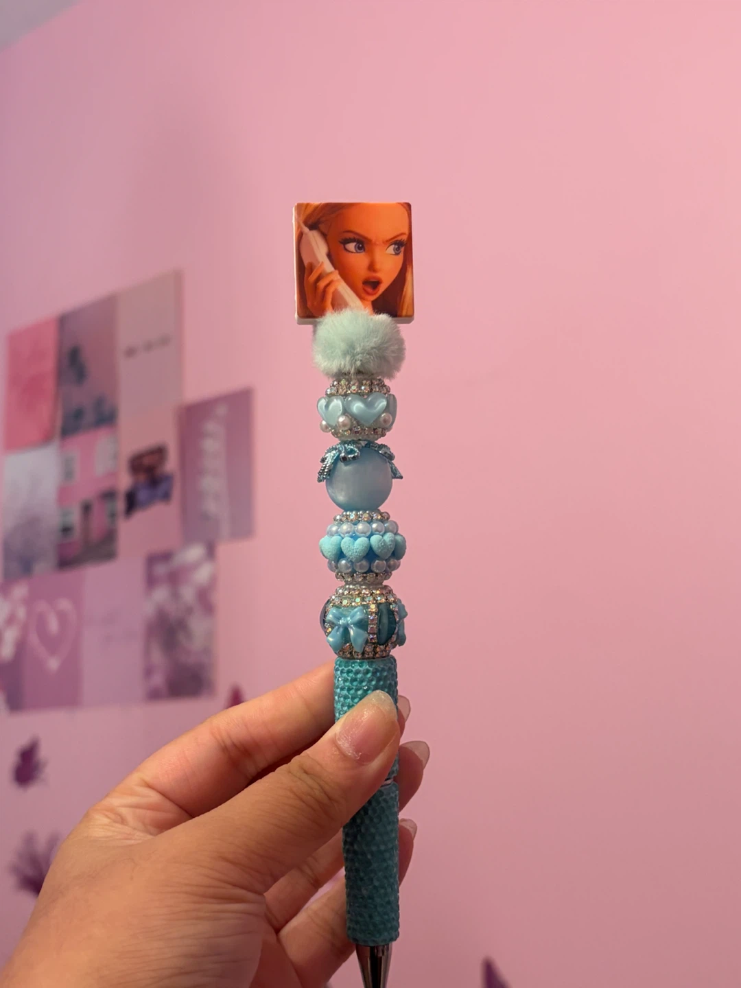 Funny Barbie blue Beaded pen