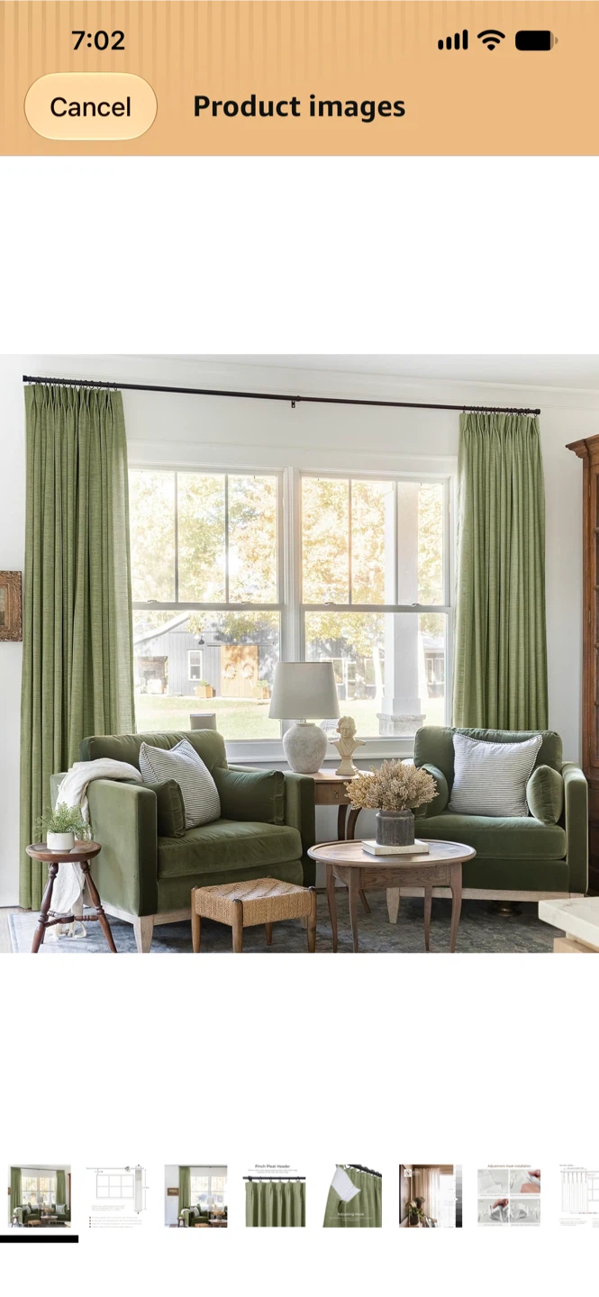 New-TWOPAGES Pinch Pleated Linen Curtain - Jade Green Olive