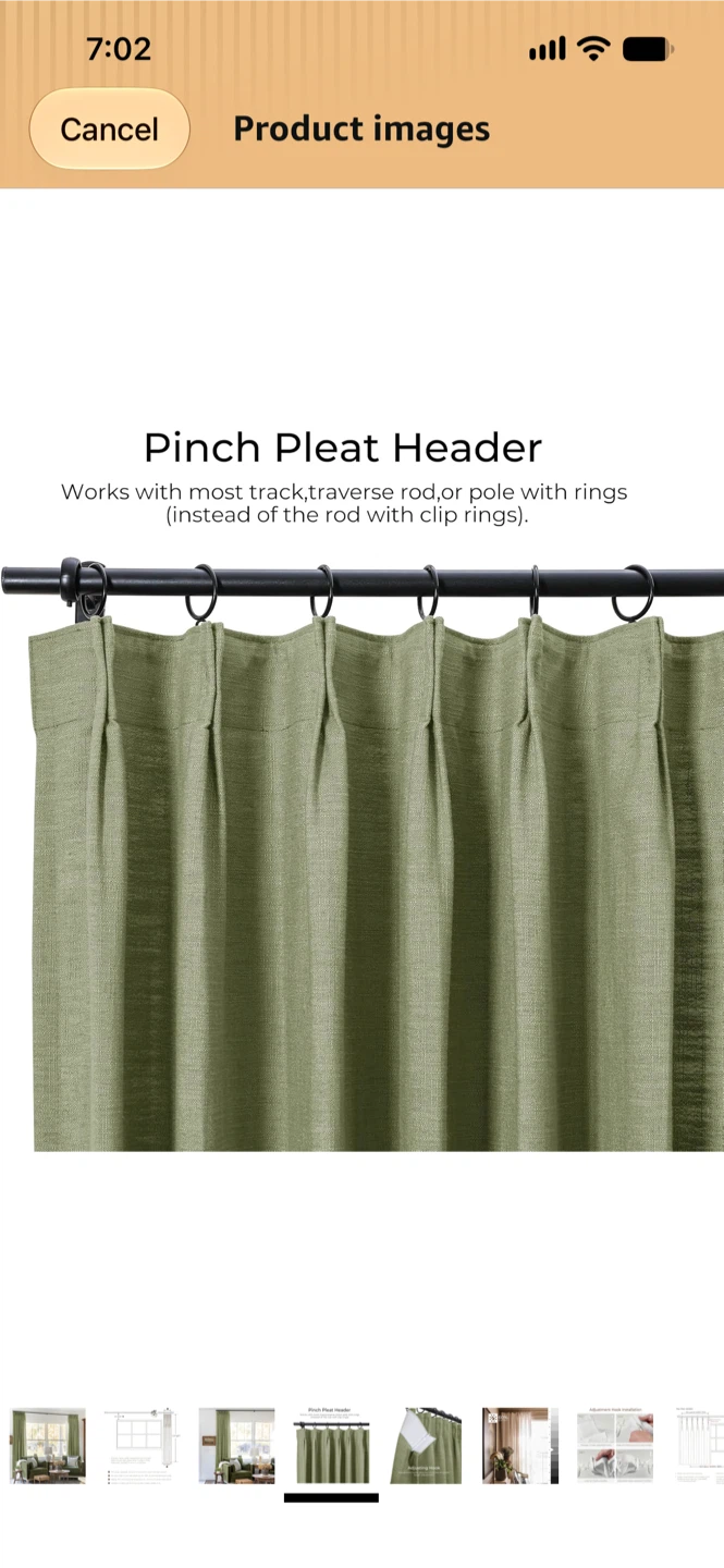 New-TWOPAGES Pinch Pleated Linen Curtain - Jade Green Olive - photo 2