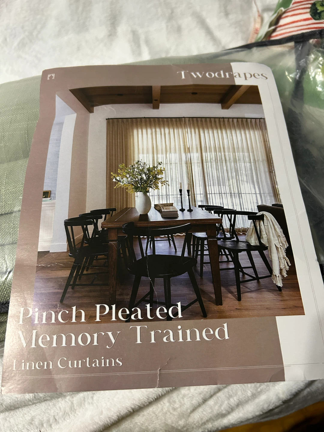 New-TWOPAGES Pinch Pleated Linen Curtain - Jade Green Olive - photo 5