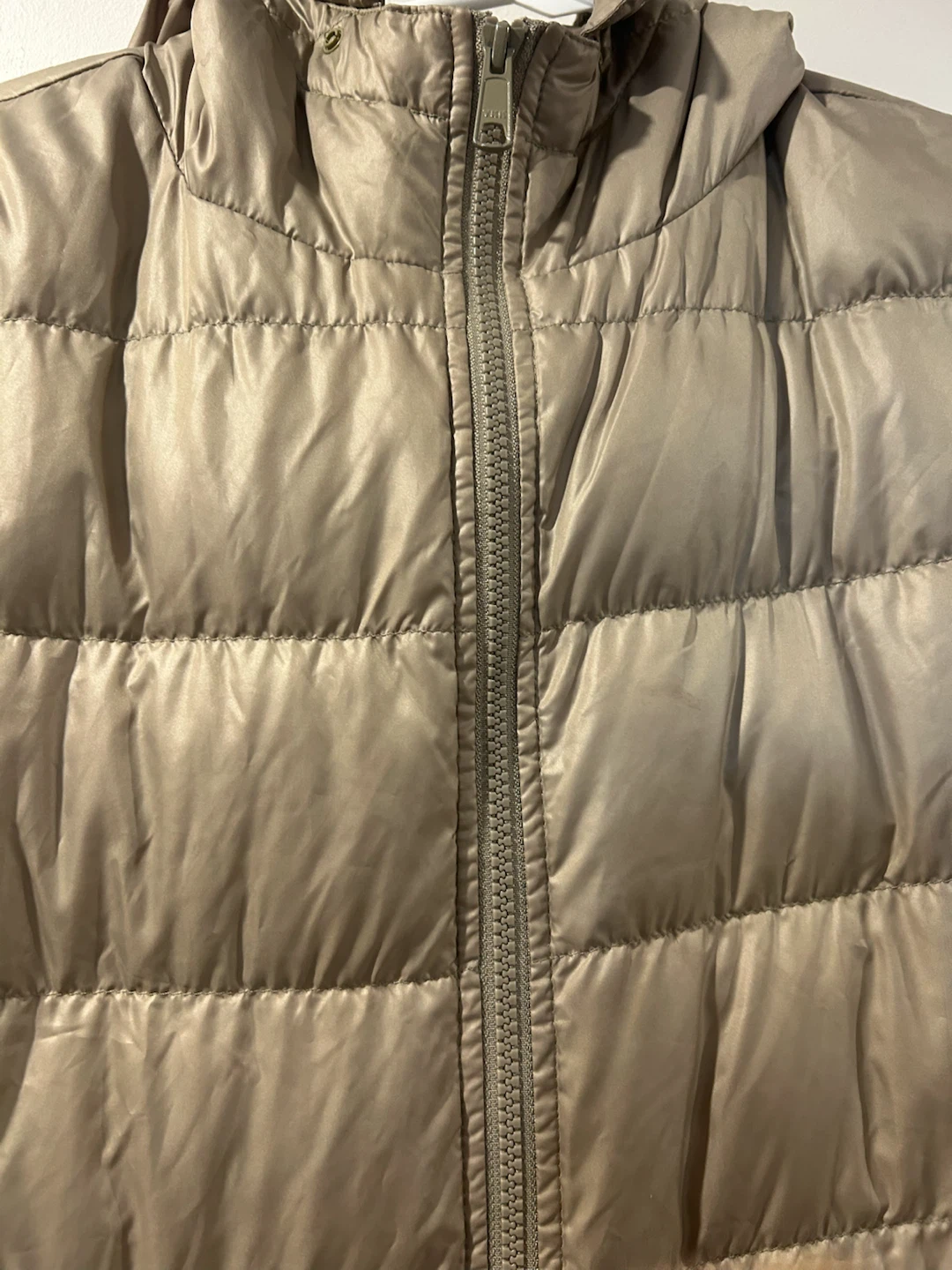 Taupe Puffer Jacket with Hood - photo 2
