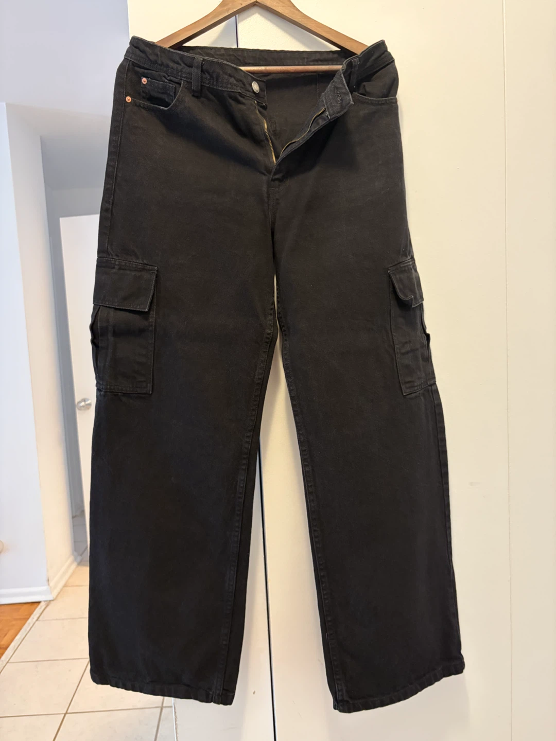 Jet Black A-Denim Cargo Pants