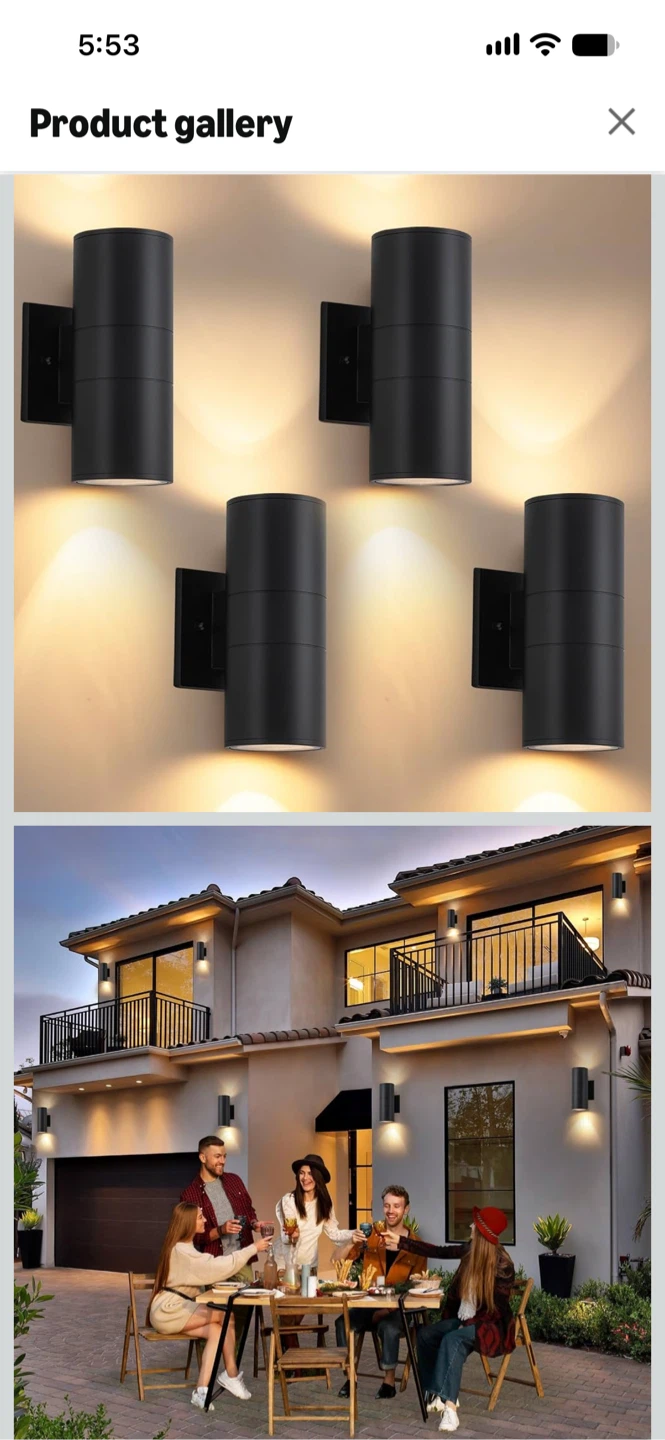 New-4 Pack Modern Black Outdoor Wall Sconce Lights