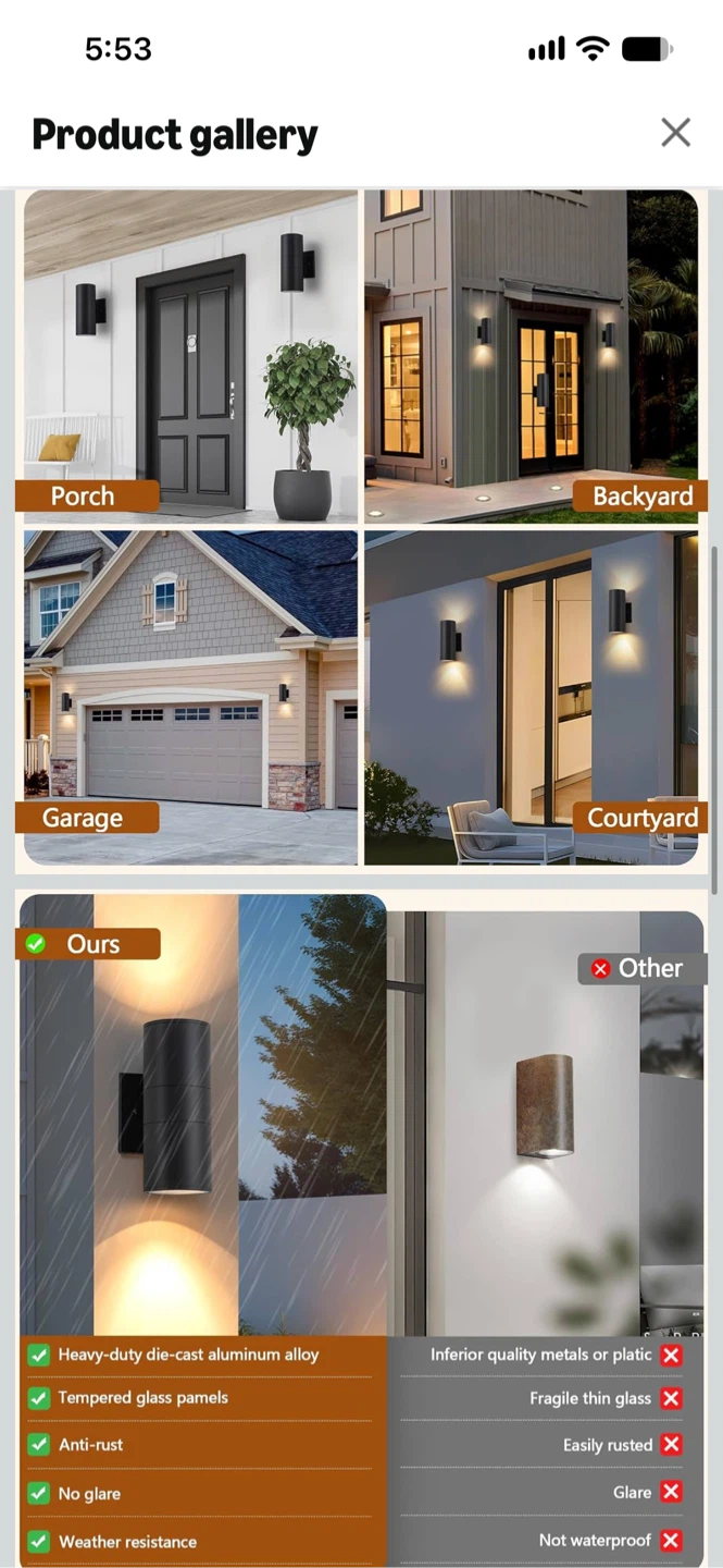 New-4 Pack Modern Black Outdoor Wall Sconce Lights - photo 3