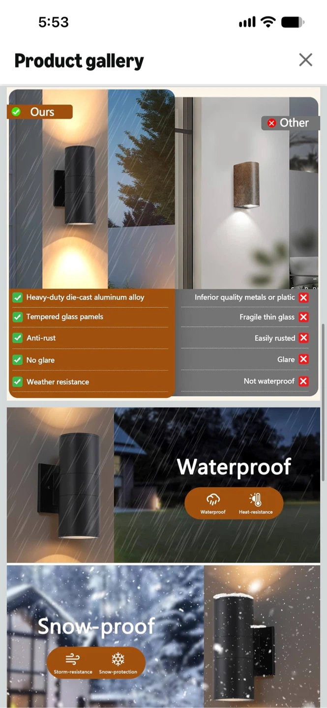 New-4 Pack Modern Black Outdoor Wall Sconce Lights - photo 4