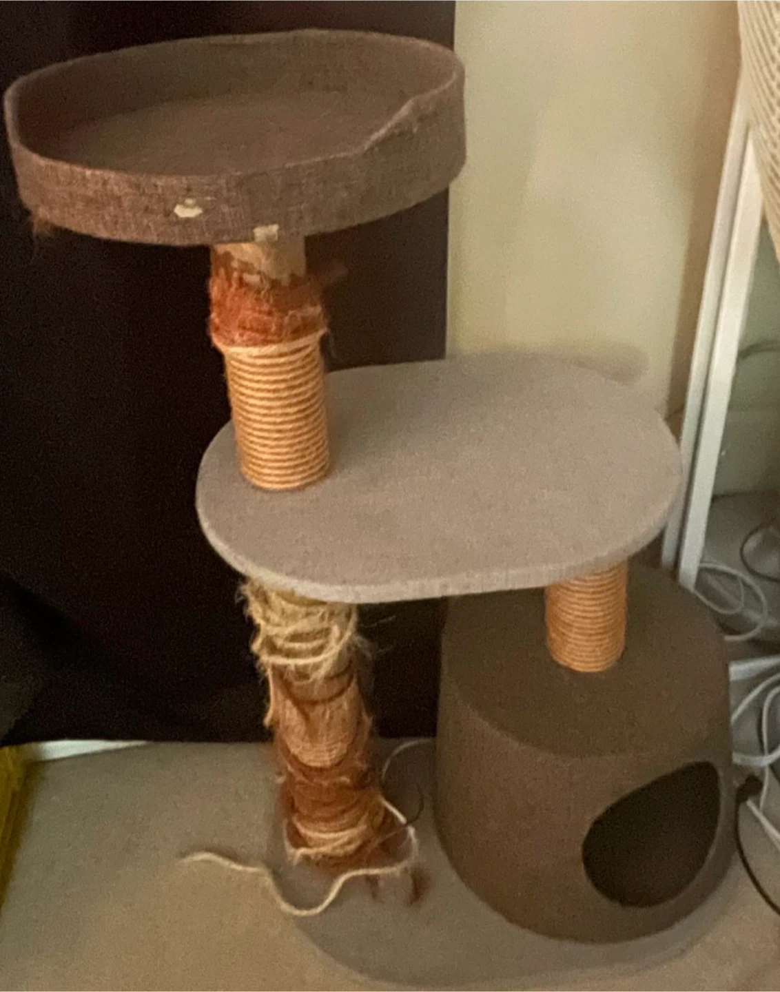 Multi-level cat tree with scratching posts