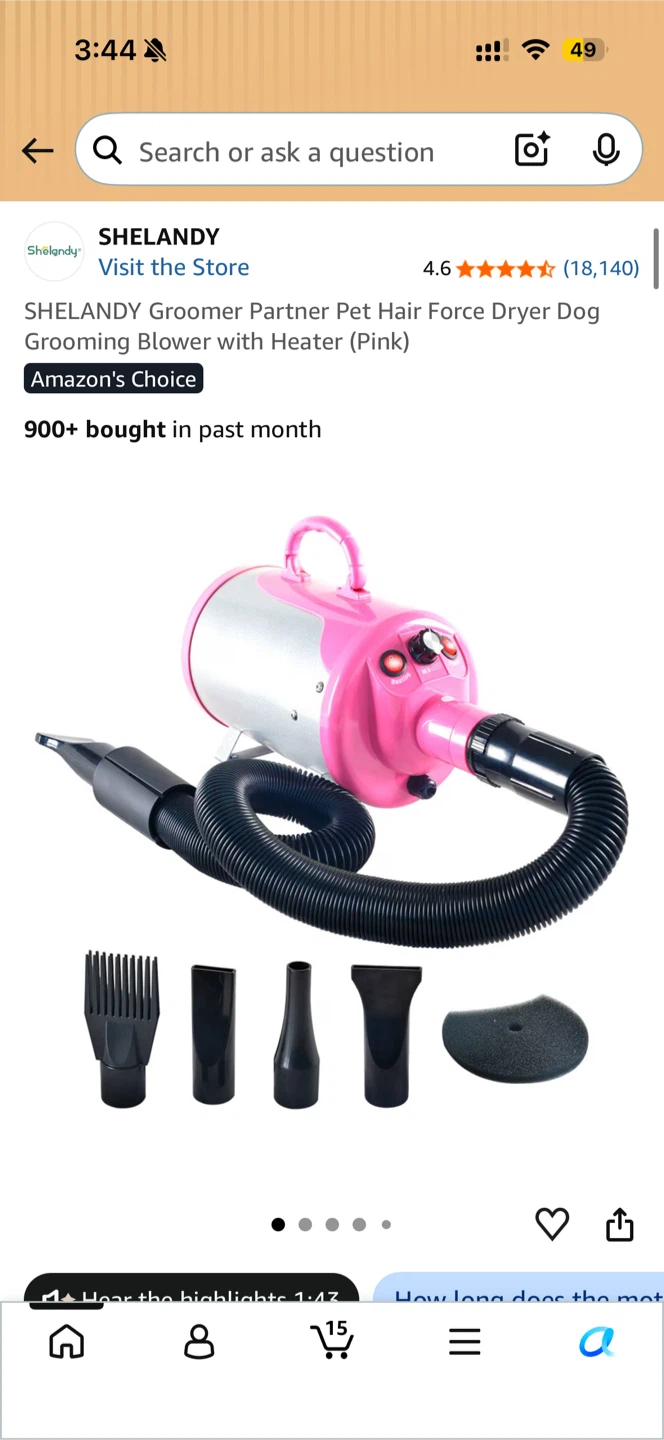 SHELANDY  Pet Grooming Hair Dryer