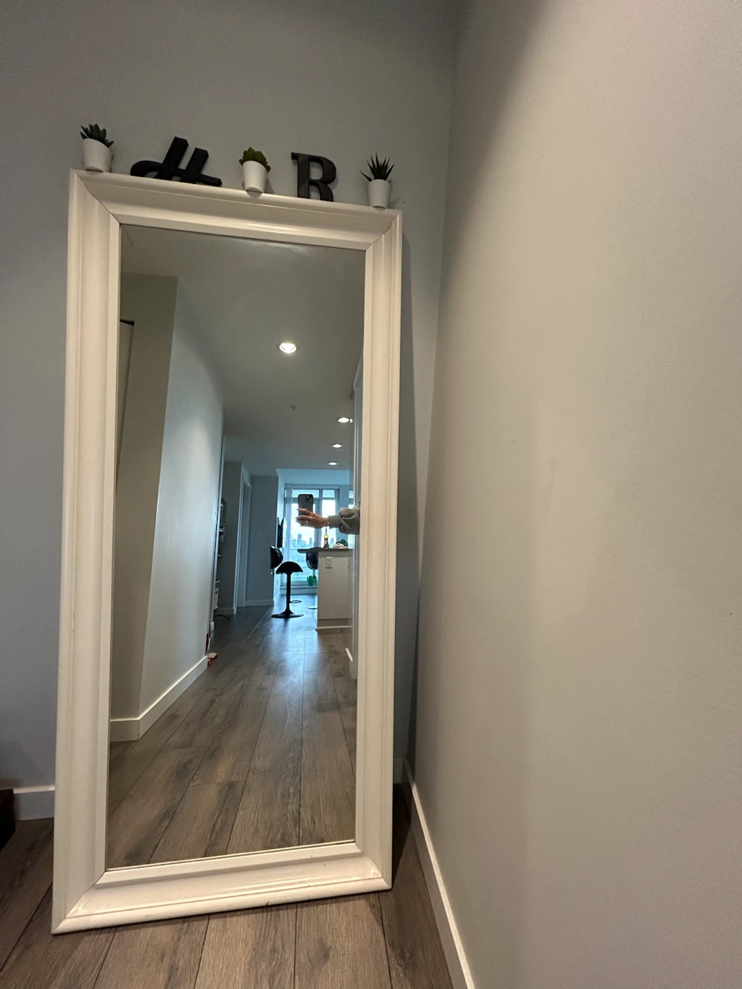 Large White Full-Length Floor Mirror