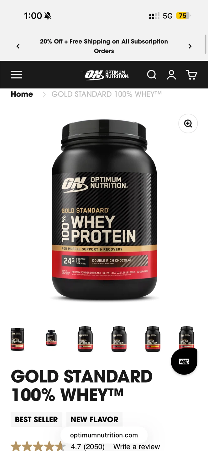 Optimum Nutrition Gold Standard 100% Whey Double Rich Chocolate