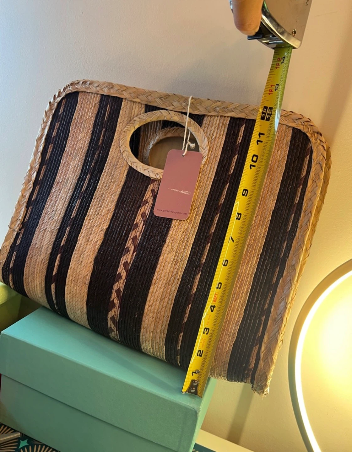 Perlei New York Square Straw Tote