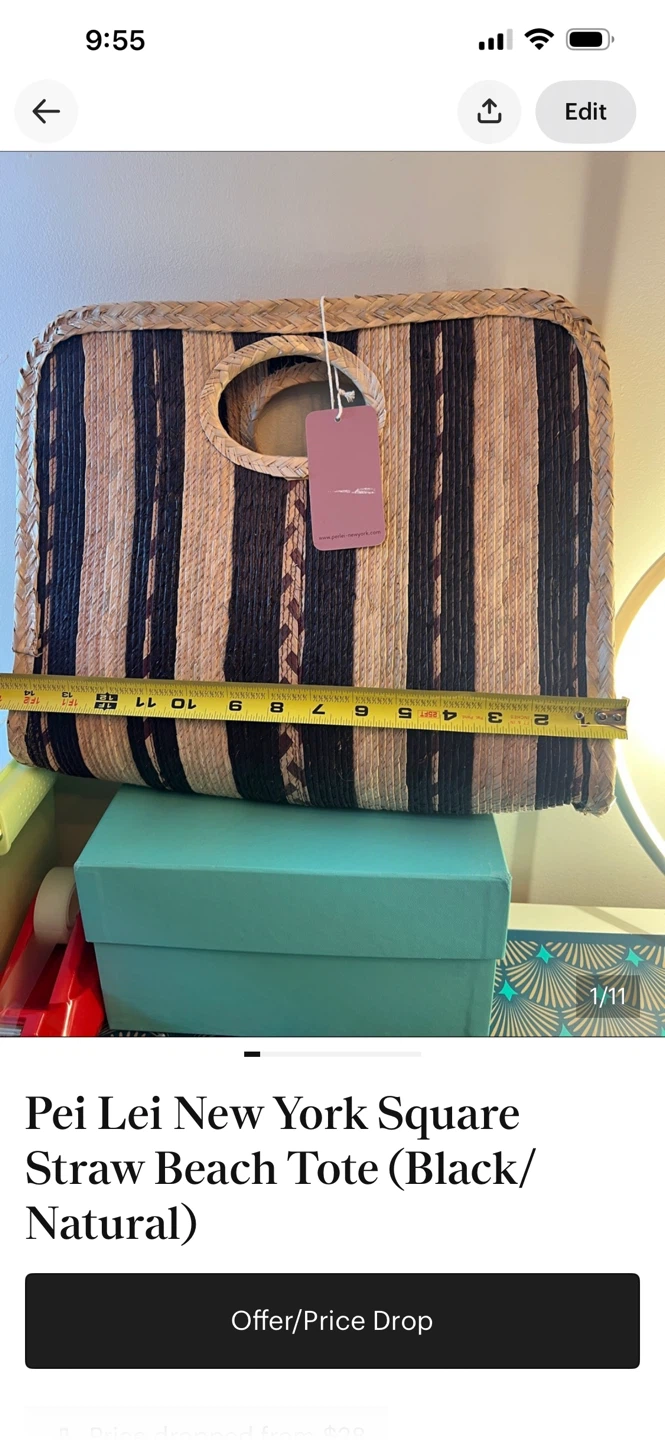 Perlei New York Square Straw Tote - photo 2
